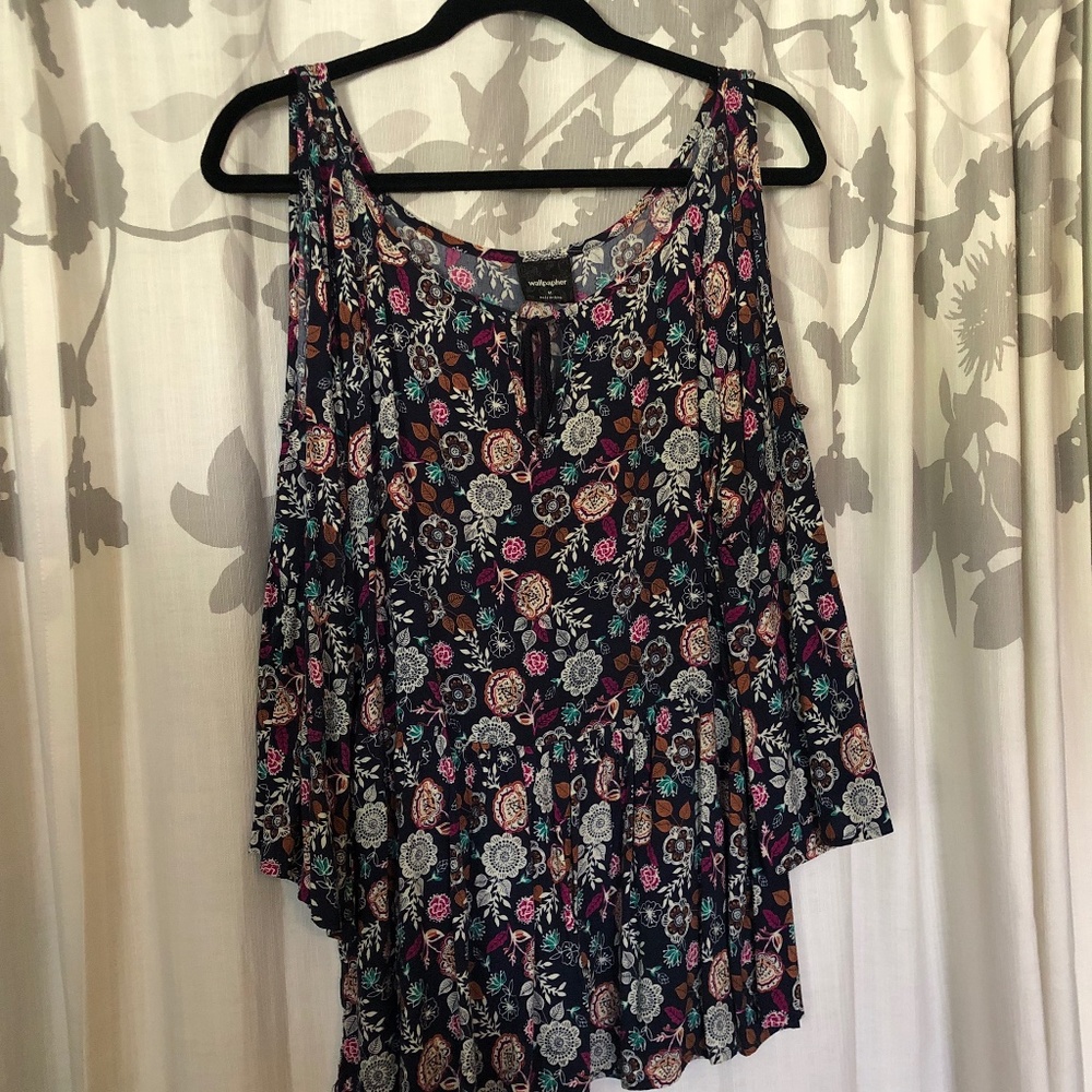 Flowy, Floral, Boho, Cold Shoulder Shirt